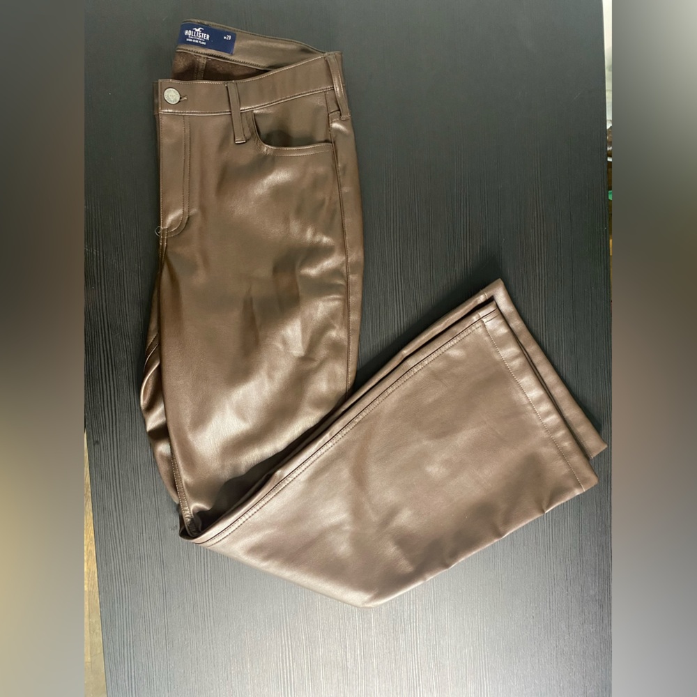 Hollister Brown Faux Leather pants